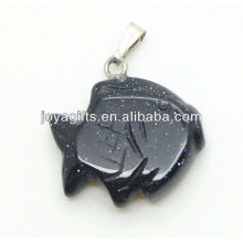 Forme de poisson Pendentif en pierre or bleue